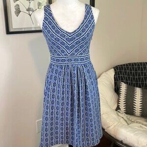 Maeve for Anthropologie blue fit and flare dress